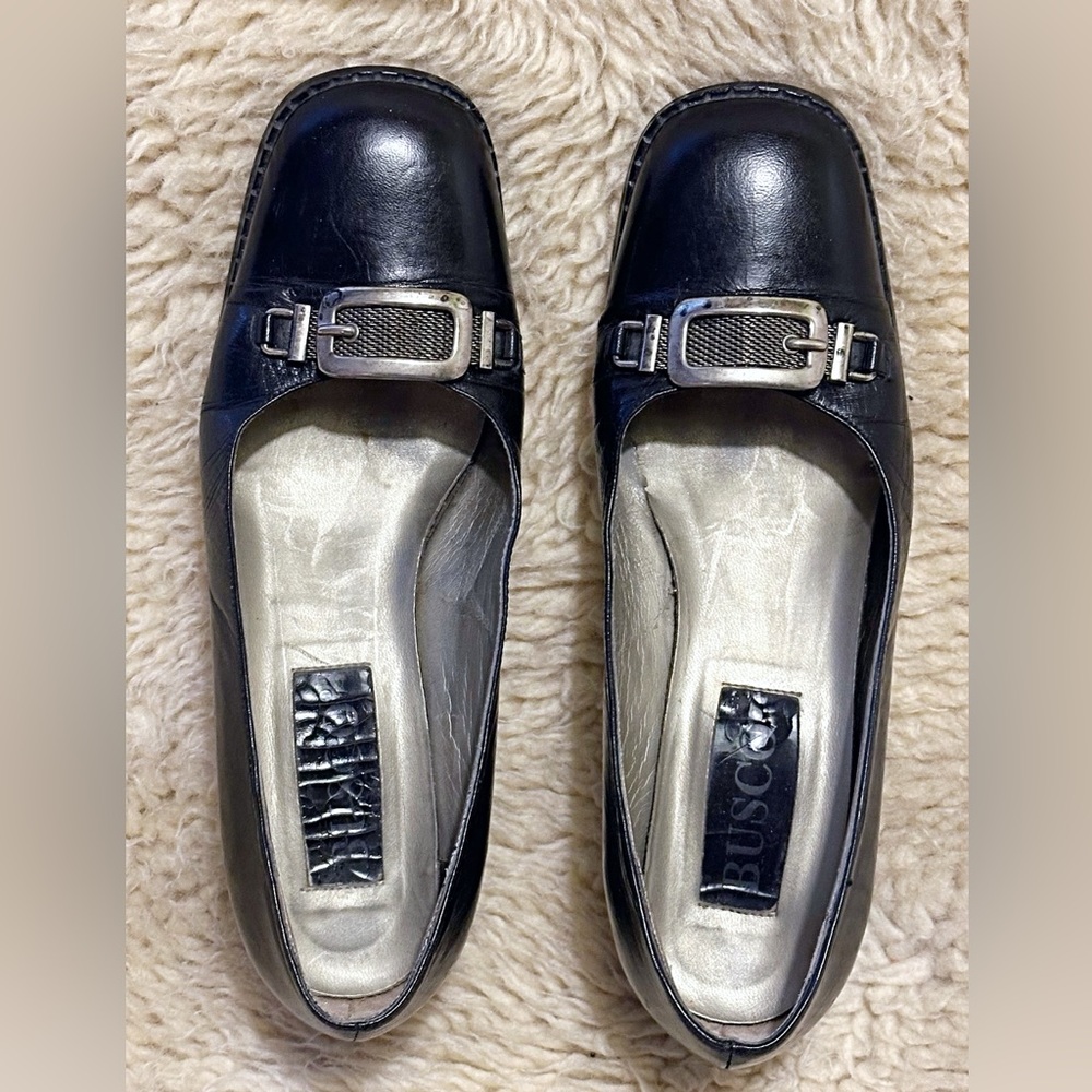 Buscemi Black Leather Square-Toe Loafers with Metal Bit